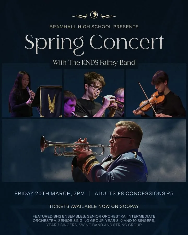 Photograph shared by The KNDS Fairey Band with its update, “Tickets are now on sale for our Spring Concert with Bramhall High School”.