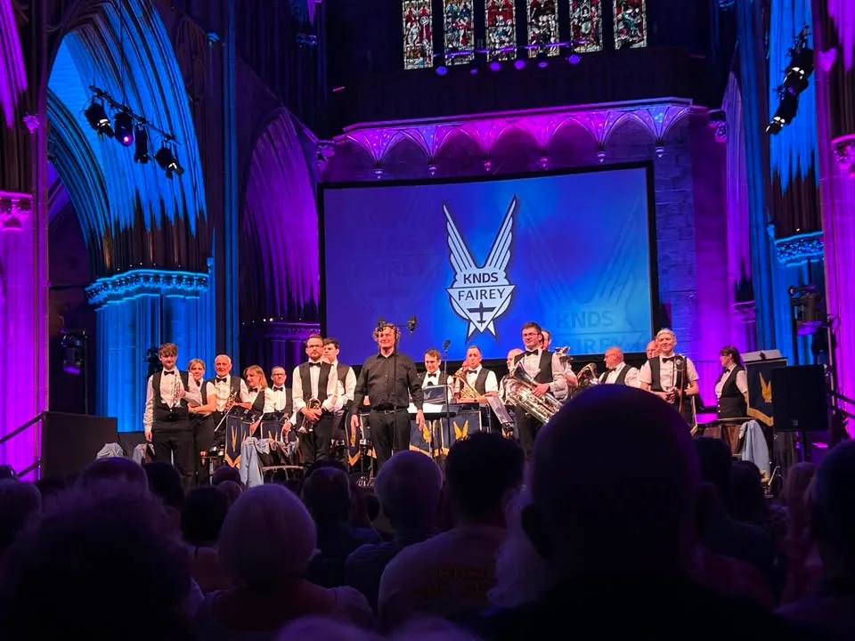 Photograph shared by The KNDS Fairey Band with its update, “Thank you to everyone who came along to support our performance of Wallace & Gromit: The…”.